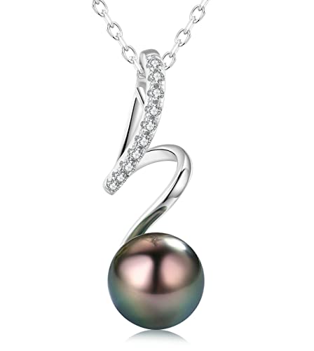 CHAULRI Spiral Love Tahitian Black Pearl Pendant Necklace
