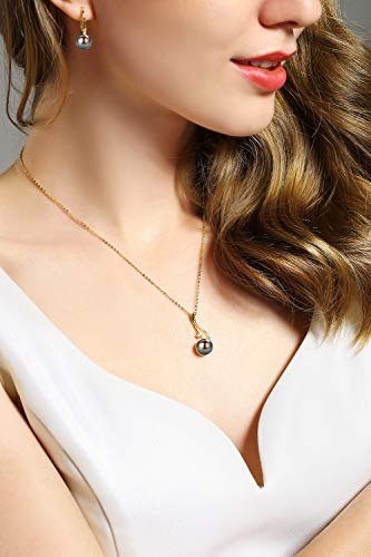 CHAULRI Authentic South Sea Tahitian Black Pearl Pendant Necklace - Yellow Gold