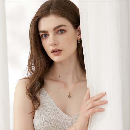 CHAULRI Top Grade AAA Tahitian Black Pearl Infinity Pendant Necklace