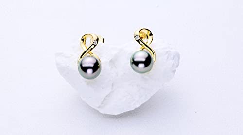 CHAULRI Tahitian Black Pearl Infinity Earrings