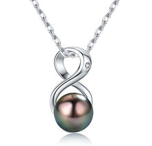 Load image into Gallery viewer, CHAULRI Infinity Tahitian Black Pearl Pendant Necklace