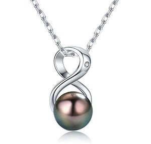 CHAULRI Infinity Tahitian Black Pearl Pendant Necklace