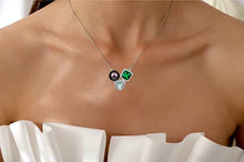 Load image into Gallery viewer, CHAULRI Tahitian Black Pearl Natural Prasiolite Light Green Amethyst Quartz Simulated Emerald Pendant Necklace