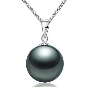 CHAULRI 18K Gold Single Tahitian Black Pearl Pendant Adjustable Fancy 15 - 24 Inch Sturdy Chain