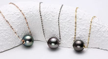 Load image into Gallery viewer, CHAULRI 18K Solid Yellow Gold Floating Tahitian Black Single Pearl Pendant Necklace