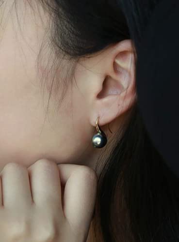 CHAULRI Minimalist Classic Earrings Tahitian Black Pearl 8.5-9mm
