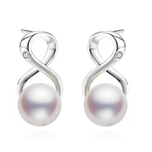 Load image into Gallery viewer, CHAULRI Infinity Earrings Genuine Premium White Pearl 8-9mm