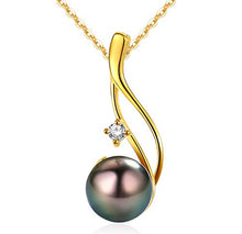 Load image into Gallery viewer, CHAULRI Authentic South Sea Tahitian Black Pearl Pendant Necklace - Yellow Gold