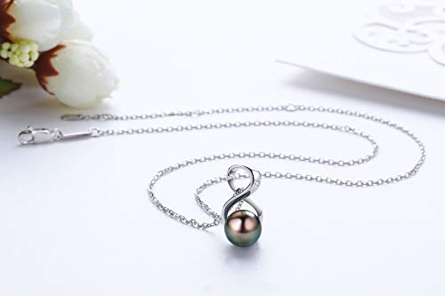 CHAULRI Infinity Tahitian Black Pearl Pendant Necklace