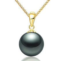 Load image into Gallery viewer, CHAULRI Upgraded Thick 18K Gold Bail Single Tahitian Black Pearl Pendant Adjustable Fancy 15 - 24 Inch Chain Necklace