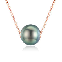 Load image into Gallery viewer, CHAULRI 18K Solid Rose Gold Floating Tahitian Black Single Pearl Pendant Necklace