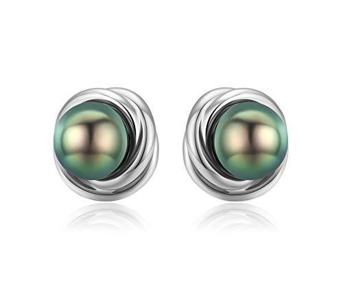 CHAULRI Tahitian Black Pearl Love Knot Stud Earrings