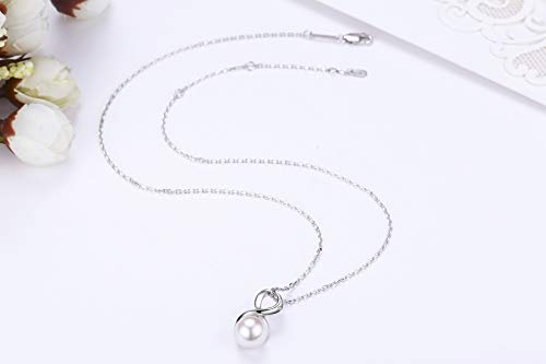 CHAULRI Infinity Genuine White Pearl Pendant Necklace