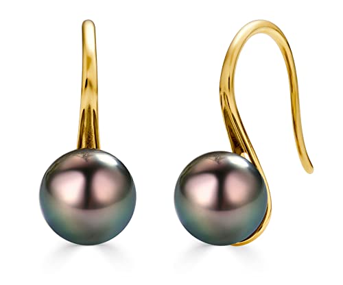 CHAULRI Minimalist Classic Earrings Tahitian Black Pearl 8.5-9mm