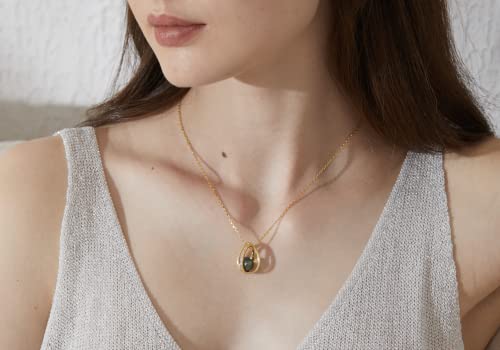 CHAULRI Drop of Love Tahitian Black Pearl Necklace w/ Moissanite and Adjustable 19 Inch Chain