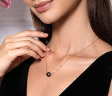 Load image into Gallery viewer, CHAULRI 18K Solid Rose Gold Floating Tahitian Black Single Pearl Pendant Necklace