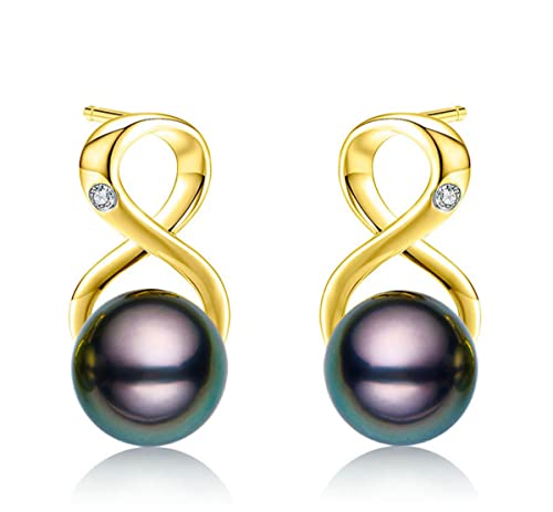 CHAULRI Tahitian Black Pearl Infinity Earrings