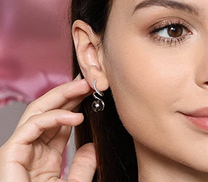 CHAULRI Spiral Love Drop Earrings AAA Quality Tahitian Black Pearl 8-9mm