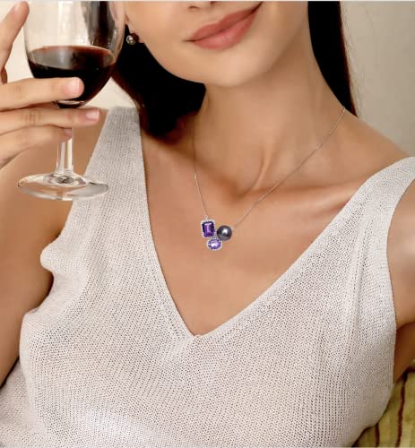 CHAULRI Tahitian Black Pearl Natural Purple Amethyst Ombre Gemstone Pendant Necklace