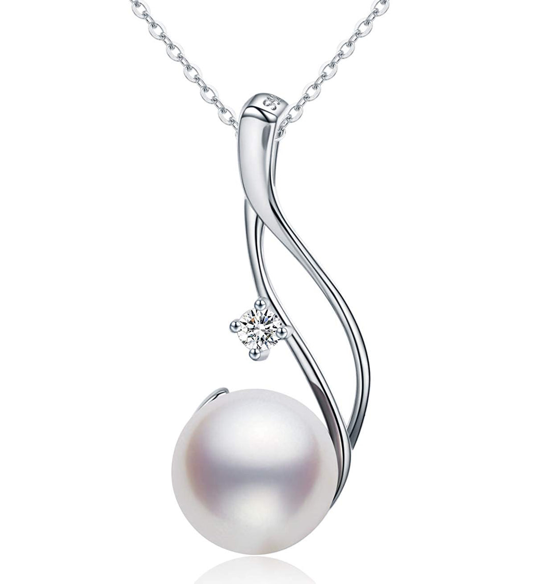 Gifts for Aunt , Single Pearl Necklace - 925 Sterling Silver White Pearl