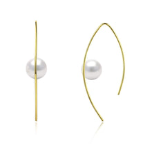 Load image into Gallery viewer, Minimalist Modern Sleek White Pearl Marquise Hoop Earrings