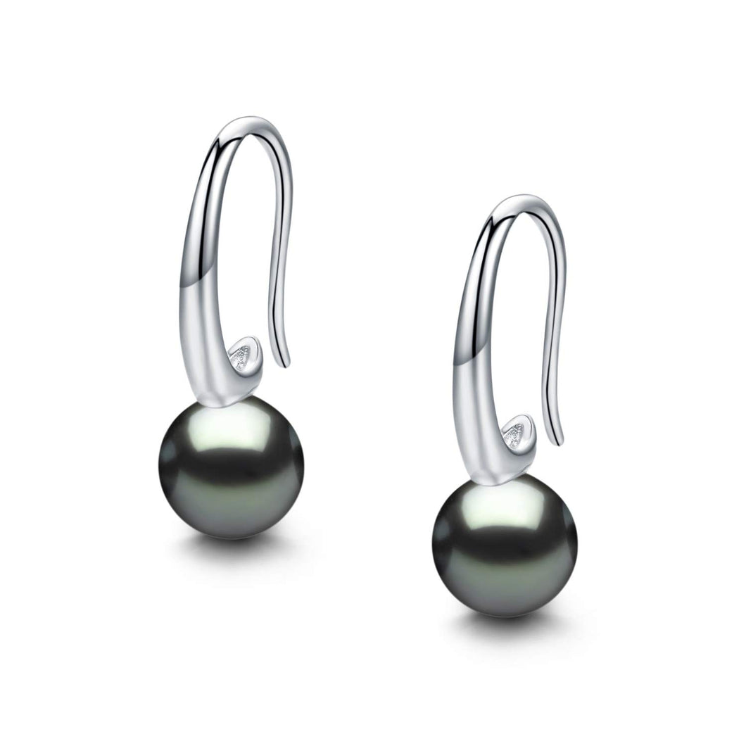 Minimalist Modern Sleek Tahitian Black Pearl Earrings (Classic)