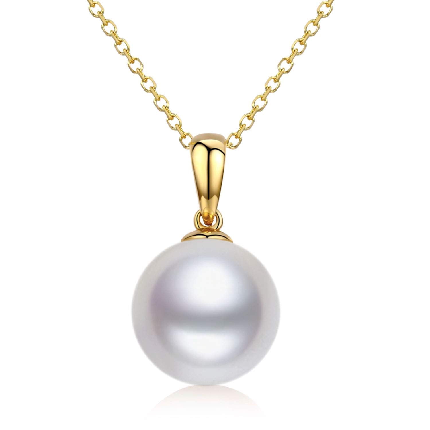 White pearl necklace with gold pendant discount