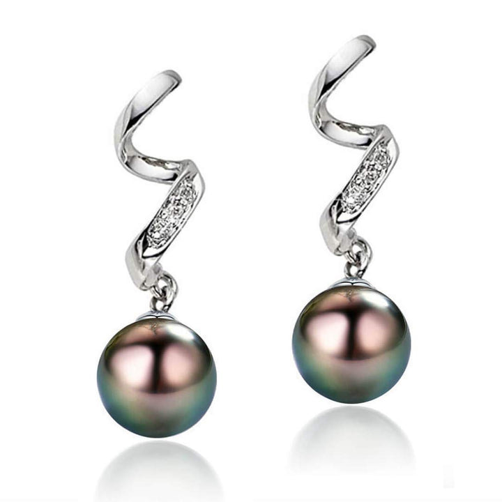 Elegant Genuine Tahitian Pearl Dangle Drop Earrings