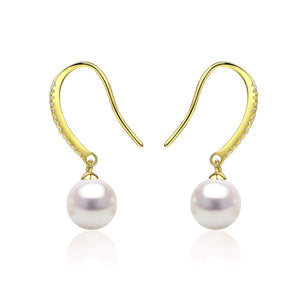 Minimalist Genuine White Pearl Dangle Drop Earrings