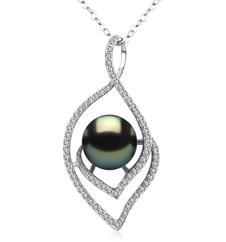 Lucky Peacock Genuine Tahitian Black Pearl Necklace