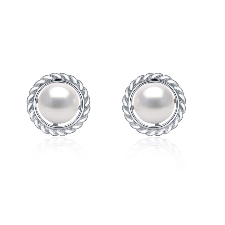 Love Knot Pearl Sterling Silver Stud Earrings