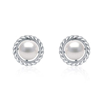 Load image into Gallery viewer, Love Knot Pearl Sterling Silver Stud Earrings