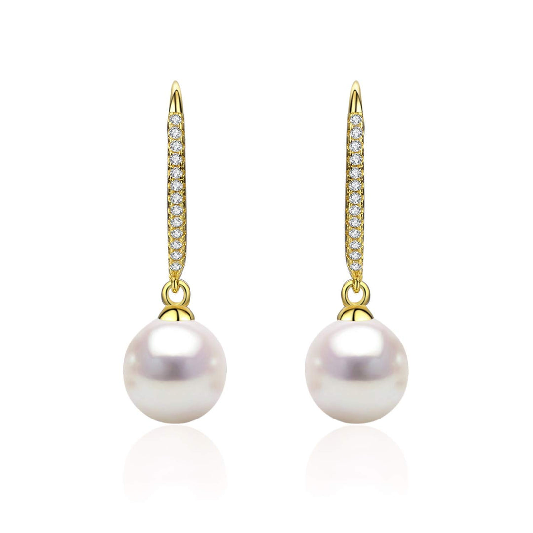 Minimalist Genuine White Pearl Dangle Drop Earrings