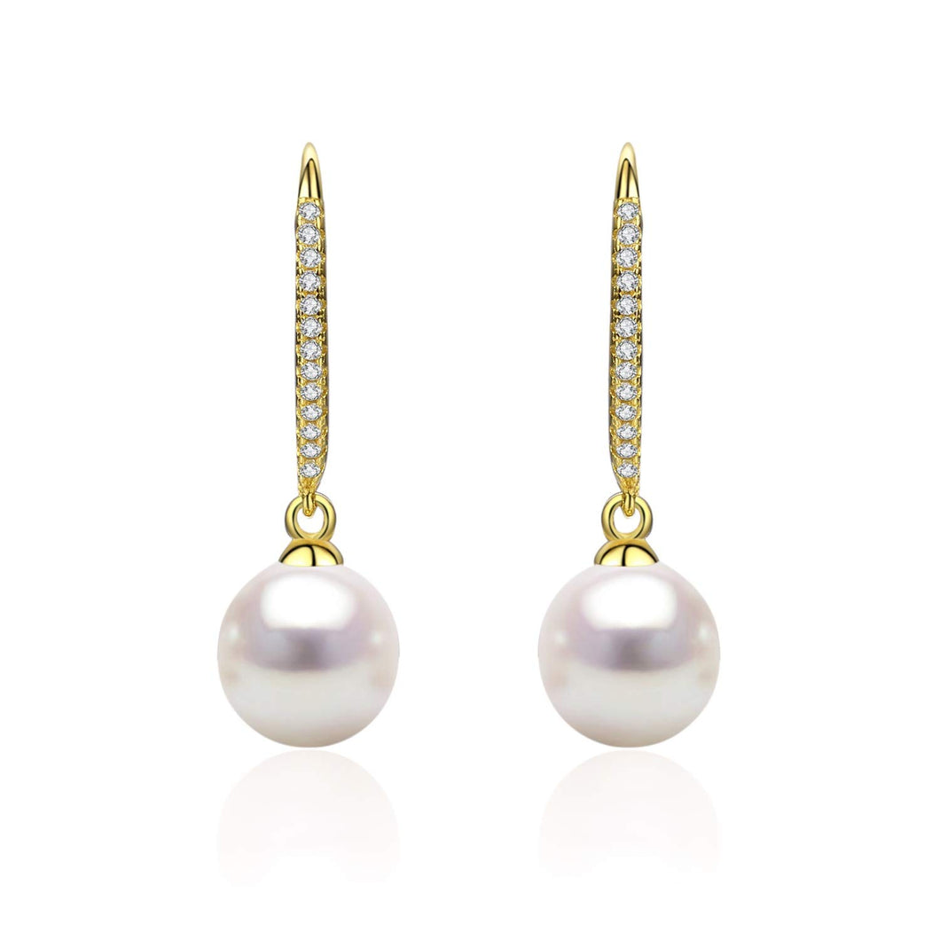 Minimalist Genuine White Pearl Dangle Drop Earrings