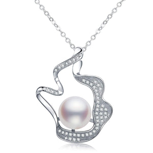 Genuine White Pearl Sterling Silver Pendant Necklace