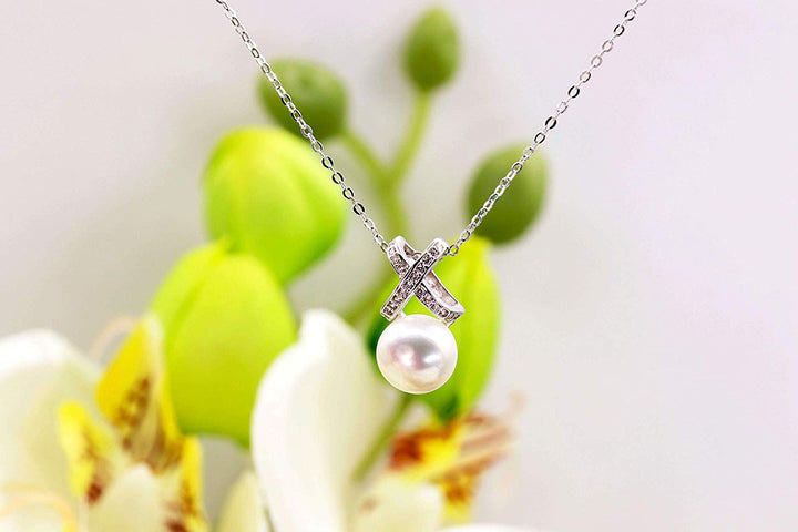XO White Pearl Sterling Silver Necklace