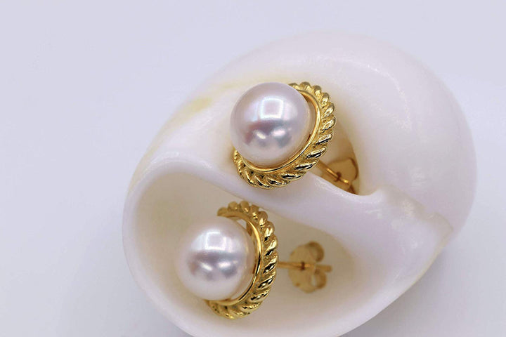 Love Knot Pearl Sterling Silver Stud Earrings