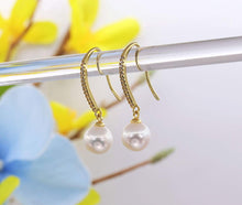 Load image into Gallery viewer, Minimalist Genuine White Pearl Dangle Drop Earrings