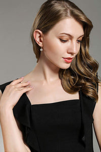 Minimalist Modern Sleek White Pearl Marquise Hoop Earrings