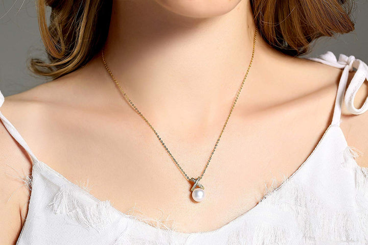 XO White Pearl Sterling Silver Necklace