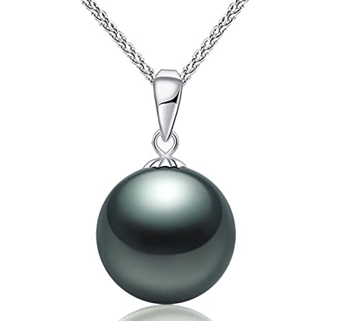 CHAULRI 18K Gold Single Tahitian Black Pearl Pendant Adjustable Fancy 15 - 24 Inch Sturdy Chain - CHAULRI