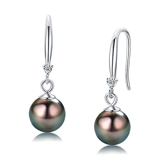 CHAULRI Classic AAA Quality Genuine Tahitian Black Pearl Dangle Drop Earrings 8 - 9mm - CHAULRI