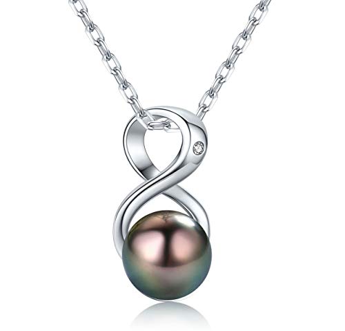 CHAULRI Infinity Tahitian Black Pearl Pendant Necklace - CHAULRI