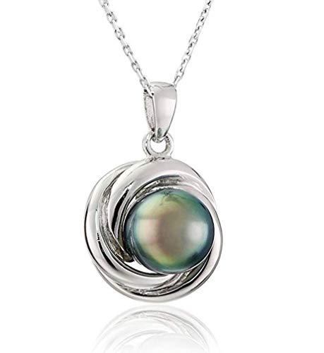 CHAULRI Love Knot Tahitian Black Pearl Pendant Necklace - CHAULRI