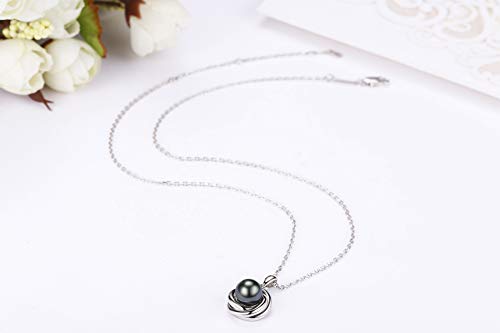 CHAULRI Love Knot Tahitian Black Pearl Pendant Necklace - CHAULRI