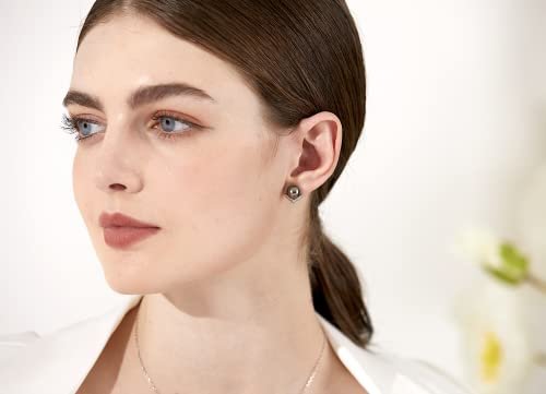 CHAULRI Lucky Chevron Top Grade AAA Tahitian Black Pearl Stud Earrings - CHAULRI