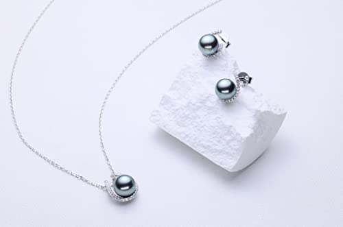 CHAULRI Lucky Horseshoe Top Grade AAA Tahitian Black Pearl Necklace w/ Adjustable 19 Inch Chain - CHAULRI