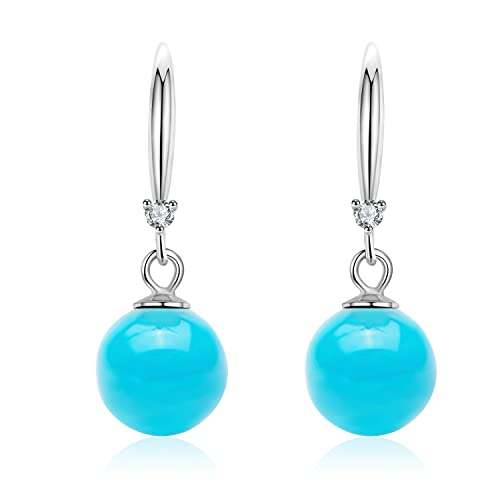 CHAULRI Sleeping Beauty Blue Turquoise Drop Dangle Earrings 9 - 10mm – December Birthstone Something Blue Wedding Gift - CHAULRI