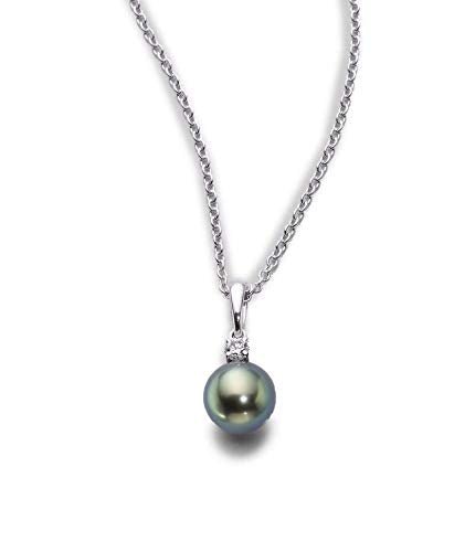 CHAULRI Solid 18K White Gold Tahitian Black Pearl Pendant Necklace - CHAULRI