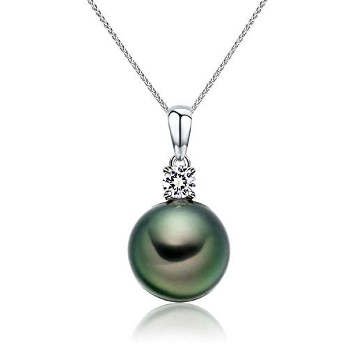 CHAULRI Solid 18K White Gold Tahitian Black Pearl Pendant Necklace - CHAULRI